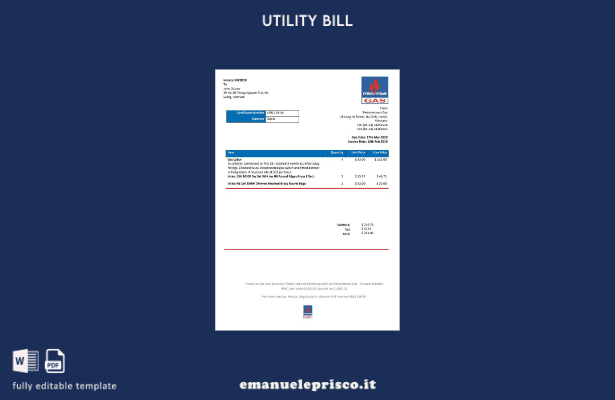 stile verificato Modello word di bolletta del gas Vietnam Petrovietnam